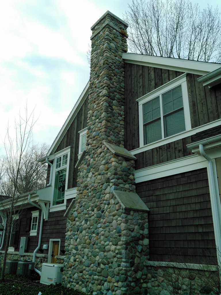 fieldstone fireplace