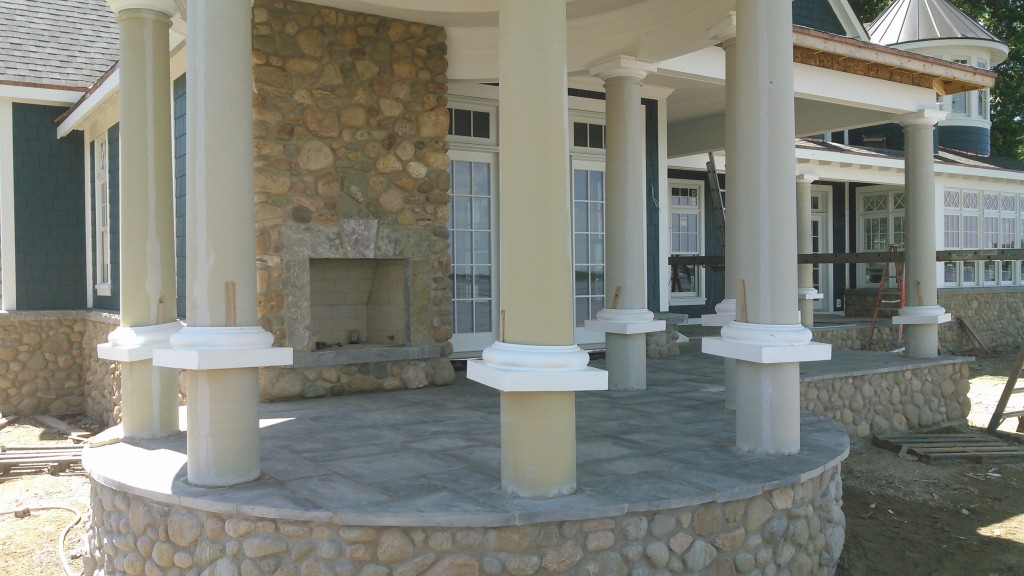 fieldstone gazebo and outdoor fireplacce